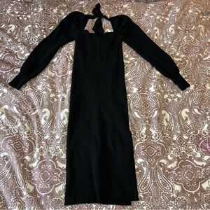 Elegant Black Long Sleeve Sweater Dress